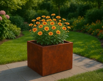 Custom Corten Steel Planter Box: Modern Raised Garden Bed