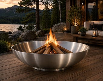 304 Stainless Steel Round Fire Pit Bowl – Heavy Duty Modern Outdoor Fire Feature