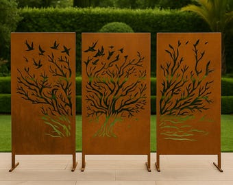 Schermo per la privacy personalizzato in acciaio Corten: pannello decorativo da parete in metallo, realizzato negli Stati Uniti