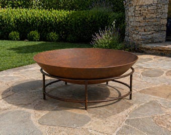 Bol pour feu de camp moderne en acier corten - Pièce minimaliste pour l'extérieur
