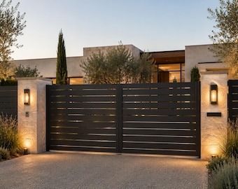 Modern Aluminum Driveway Gate | Luxury Horizontal Slat Gate | Made in USA