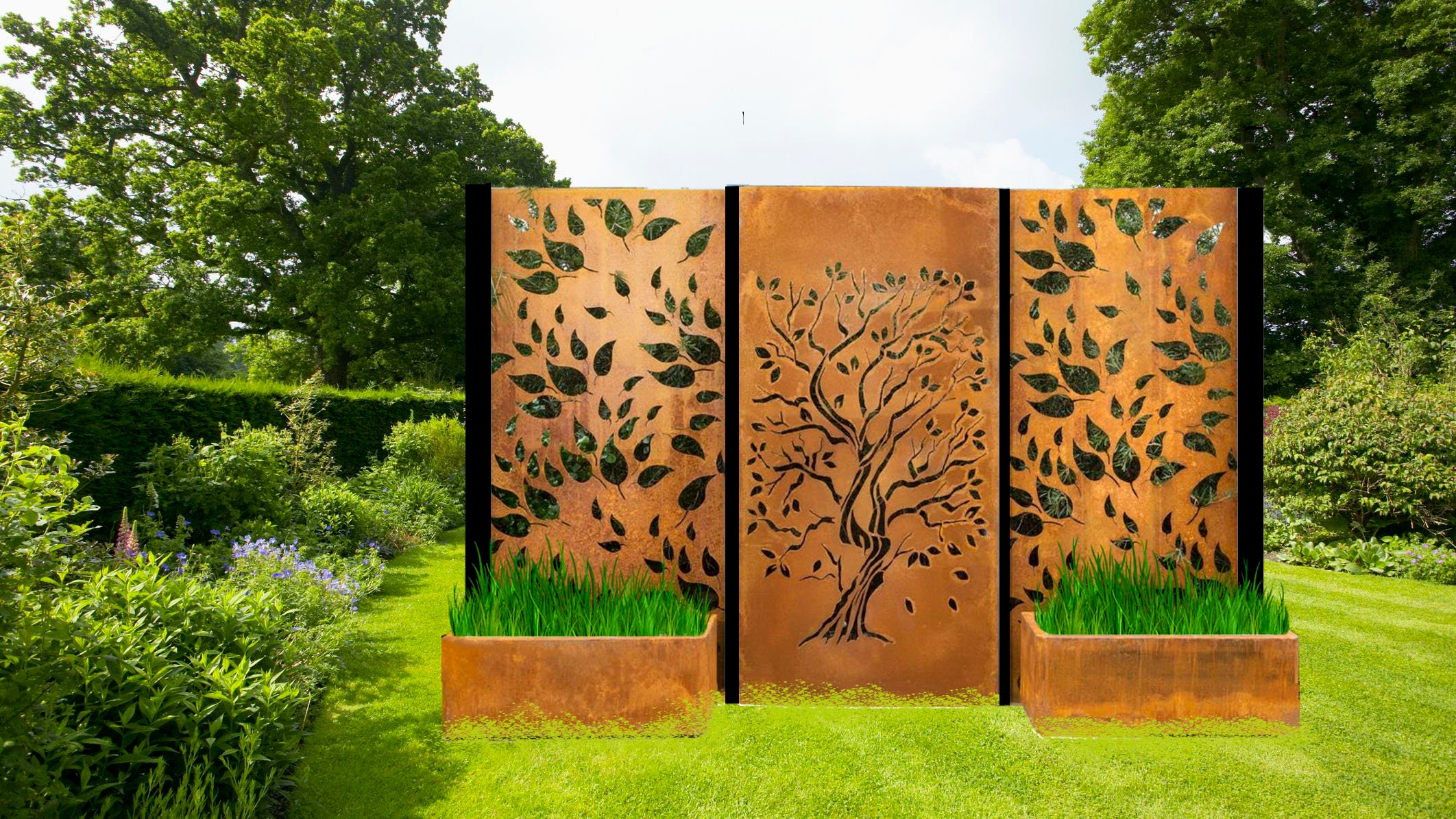 Custom Made Size Outdoor Privacy Screen, Leaves and Tree Outdoor