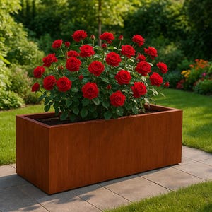 Custom Made Planter Box. Corten Steel Planters, Raised bed Corten Steel Planter boxes.