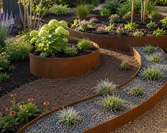 Corten Steel Landscape Edging, Heavy Duty Metal Garden Border, USA Made Weathering Steel