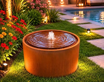 Infinite Patina Water Feature - Timeless Corten Steel Design for Outdoor Elegance