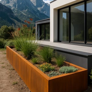 Custom Corten Steel Planter Box – Modern Raised Garden Bed for Outdoor Landscaping and Patio Decor