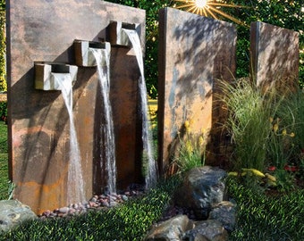 Custom Made- Corten Steel Water Feature & optional Solid, side Panels, Water Fountain.