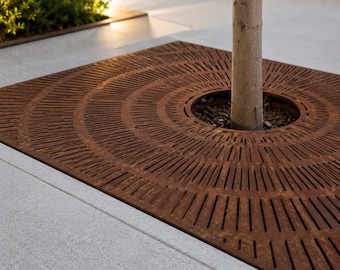 Corten Steel Tree Grate | Radial Laser Cut Tree Pit Cover, Heavy Duty USA Made