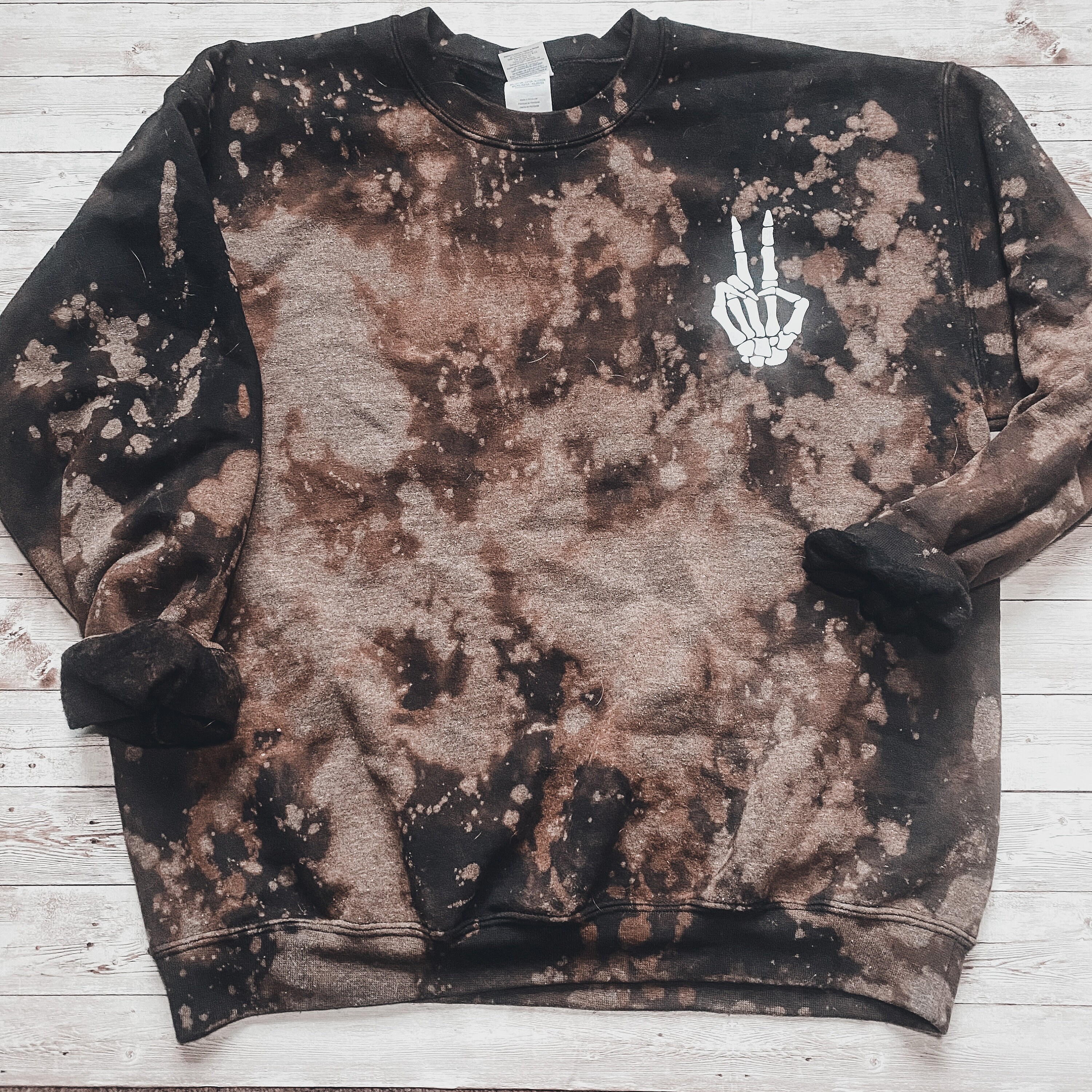 TrashTreasurebySteph Skeleton Bleached Crewneck Sweatshirt