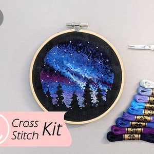 KIT: Milky Way 5" Counted Cross Stitch, DIY Cross Stitch Christmas Gift Art, Space Galaxy, Nature Scene Craft