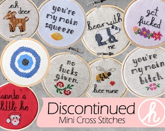 Discontinued Mini Cross Stitches Completed, On Sale Gifts, Wall Hanging Art