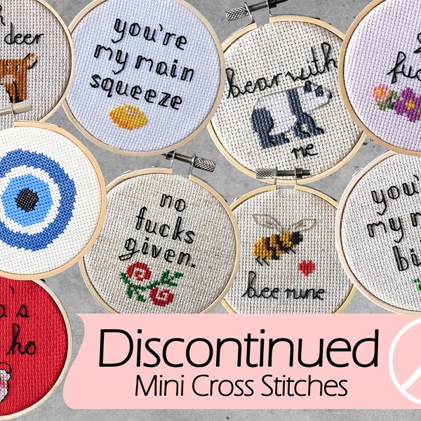 Discontinued Mini Cross Stitches Completed, On Sale Gifts, Wall Hanging Art