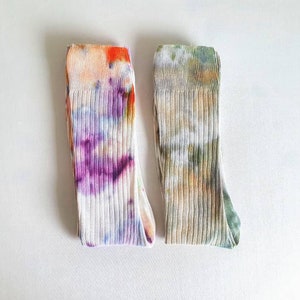 Soft cotton tie-dye socks - rainbow, purple-blue or camouflage (sport football loungewear)