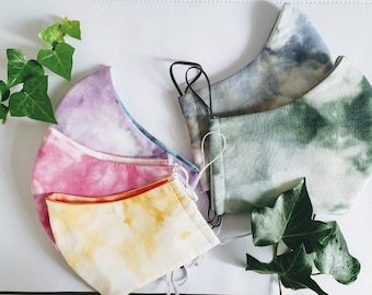 Facemask Reversible Washable Cotton - 3 layer, Ice Dye, reusable, shaped, super soft!