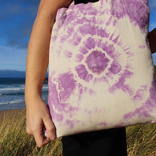 Circle Tie Dye Earth Positive Eco Tote Bag Organic Cotton Reusable Shopping Bag