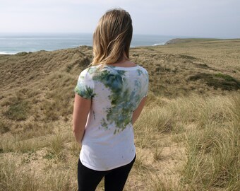 Women's Forest Green Tie Dye Rundhals T-shirt