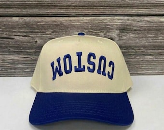 Custom Upside Down Text Hat, 5 Panel Two Tone Embroidered Hat, Snapback Trendy Hat, Make Your Own Personalized Hat, Rally Baseball Cap Gift