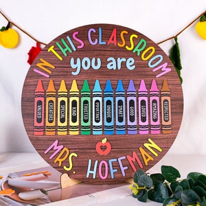 Personalized Teacher Door Sign, Custom Teacher Name Sign, Teacher Gifts Appreciation, Classroom Welcome Signs Door Hanger, Back to School