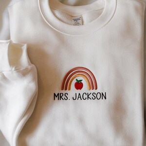 Custom Teacher Name Embroidered Sweatshirt, Teacher Embroidery Sweatshirt, Personalized Teacher Sweatshirt, Teacher Embroidery Gift