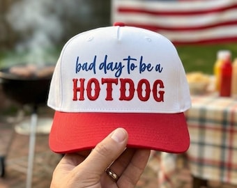 Bad Day To Be A Hotdog Embroidered Hat, Funny July 4th Baseball Cap Gift Idea