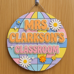 Disco Classroom Door Sign, Groovy Teacher Door Hanger, Back to School Gift, Custom Teacher Door Sign, Classroom Decoration, Teacher Gifts