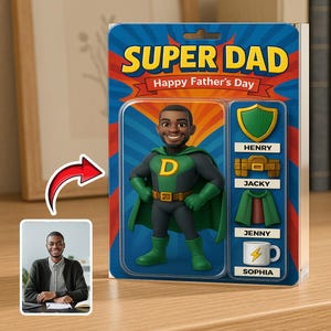 Super Dad Custom Acrylic Block, Personalized Father's Day Figure, Hero Dad Keepsake Toy Display, Funny Gift for Husband, Gift for Grandpa