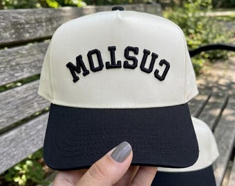 Custom Upside Down Text Hat 3D Puff Text, 5 Panel Two Tone Embroidered Hat, Snapback Trendy Hat, Rally Baseball Cap, Personalized Hat Game