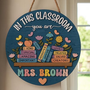 Personalized Teacher Door Sign, Classroom Door Decor, Apple Door Hanger, Teacher Welcome Signs, Custom Name Sign, Back to School Gifts