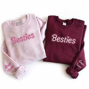 Besties Embroidered Sweatshirt/Hoodie – Personalized Friendship Gift, Best Friend Matching Outfit, Best Friend Outfits, BFF Gifts, BFF