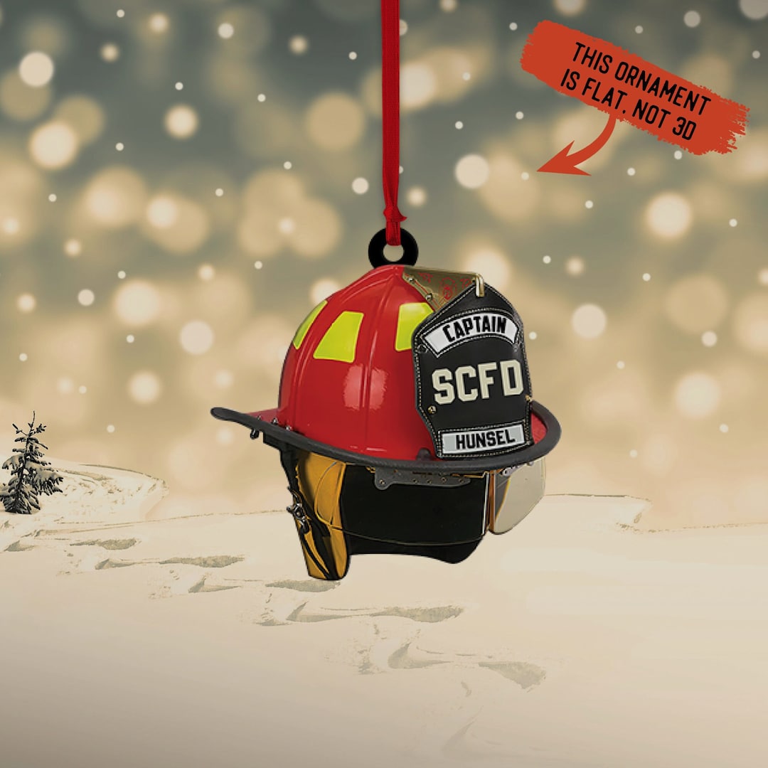 Personalized Firefighter Helmet Ornament Fire Department Car Etsy