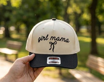 Girl Mama Embroidered Hat: Coquette Bow Baseball Cap, New Mother Gift