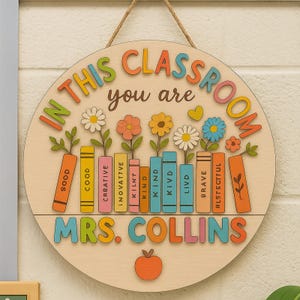 Personalized Teacher Door Sign, Classroom Door Decor, Apple Door Hanger, Teacher Welcome Signs, Custom Name Sign, Back to School Gifts