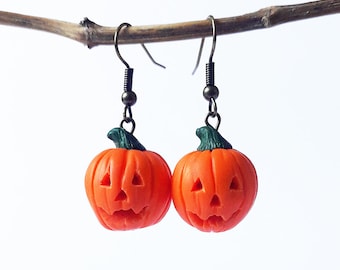 Halloween pumpkin earrings autumn original handmade fruit jewelry fimo polymer clay
