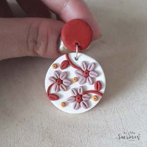 Handmade jewelry earrings florist gift Autumn flowers polymer clay fimo image 3