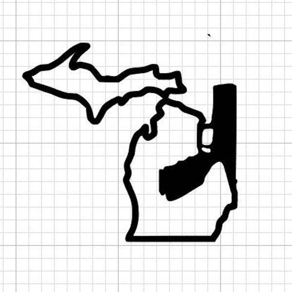 Michigan Hand Gun Vinyl Decal Waterproof