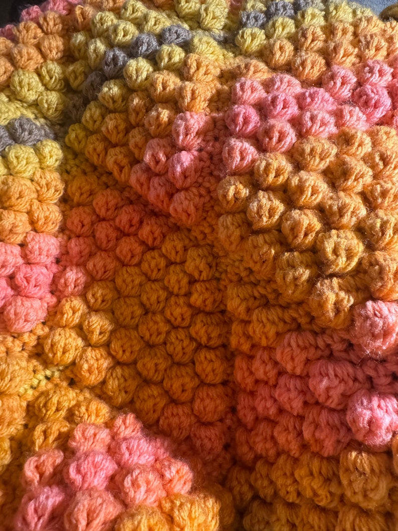 Sunset Ombre Handmade Crocheted Lap Blanket image 2