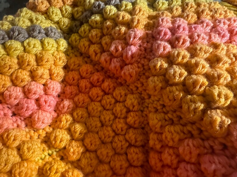 Sunset Ombre Handmade Crocheted Lap Blanket image 8