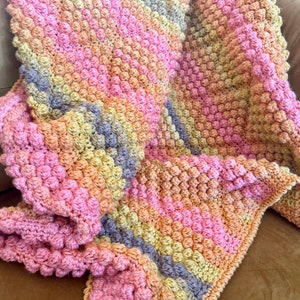 Sunset Ombre Handmade Crocheted Lap Blanket image 1