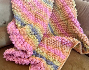 Sunset Ombre Handmade Crocheted Lap Blanket