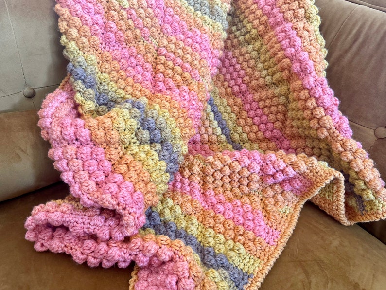 Sunset Ombre Handmade Crocheted Lap Blanket image 1