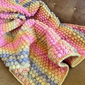 Sunset Ombre Handmade Crocheted Lap Blanket image 3