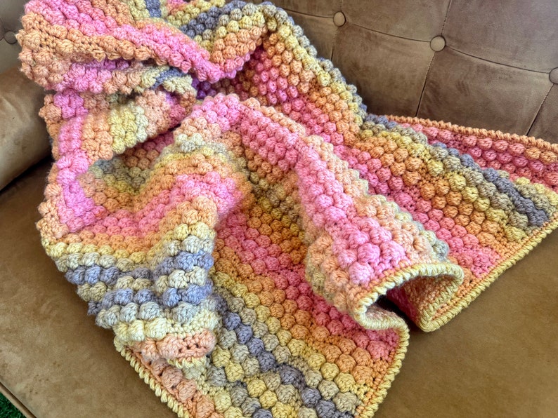 Sunset Ombre Handmade Crocheted Lap Blanket image 3