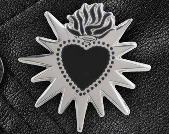 Black Sacred Heart Enamel Pin • Gothic Accessories Alternative Lapel Pin Gothic Jewellery Aesthetic Gift for Emo and Goth Lovers