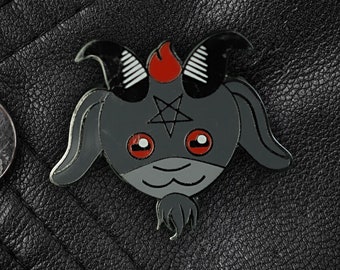 Cute Baphomet Enamel Pin | Occult Horror Halloween Goth Gothic Esoteric Creepy Spooky Thelema Satanic Devil Satan