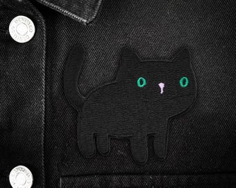 Black Cat-patch Gotische opstrijkbare geborduurde patch • Witchy vertrouwde esthetiek voor kattenliefhebbers alternatieve en occulte accessoires