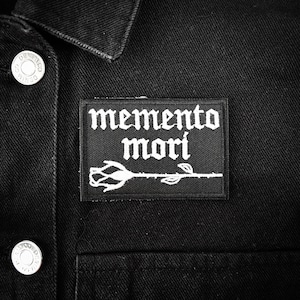Memento Mori Iron-on Embroidered Patch | Occult Horror Halloween Goth Gothic Emo Rose Latin Death