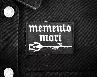 Toppa ricamata termoadesiva Memento Mori / Orrore occulto Halloween Goth Gothic Emo Rose Latin Death