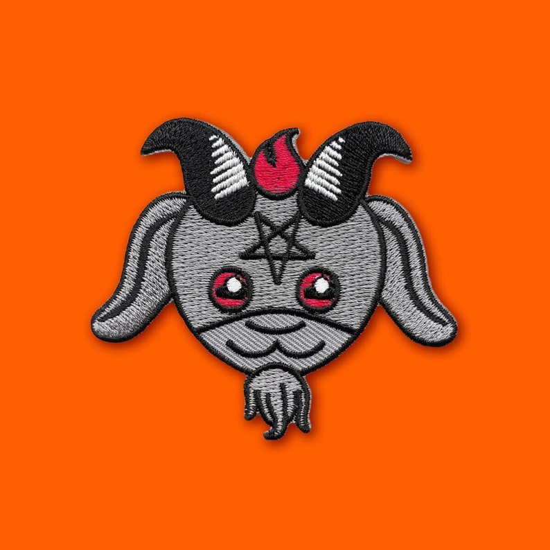 Esoteric Patch Cute Baphomet Iron-on Embroidered Patch | Occult Horror Halloween Goth ...