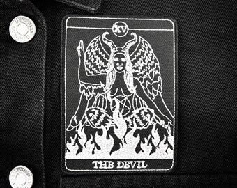 Parche bordado termoadhesivo El diablo del tarot: ocultismo, terror, Halloween, gótico, diablo, Satanás