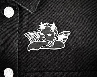Devil Cherub Iron-on Embroidered Patch | Occult Horror Halloween Goth Gothic Devil Satan Angel